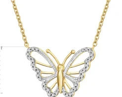 Hot Apart Naszyjnik z żółtego złota z diamentami - motyl - 0,05 ct - próba 375