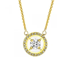Clearance Apart Naszyjnik z żółtego złota z diamentami - koło - 0,15 ct - próba 585