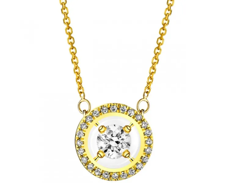 Clearance Apart Naszyjnik z żółtego złota z diamentami - koło - 0,15 ct - próba 585