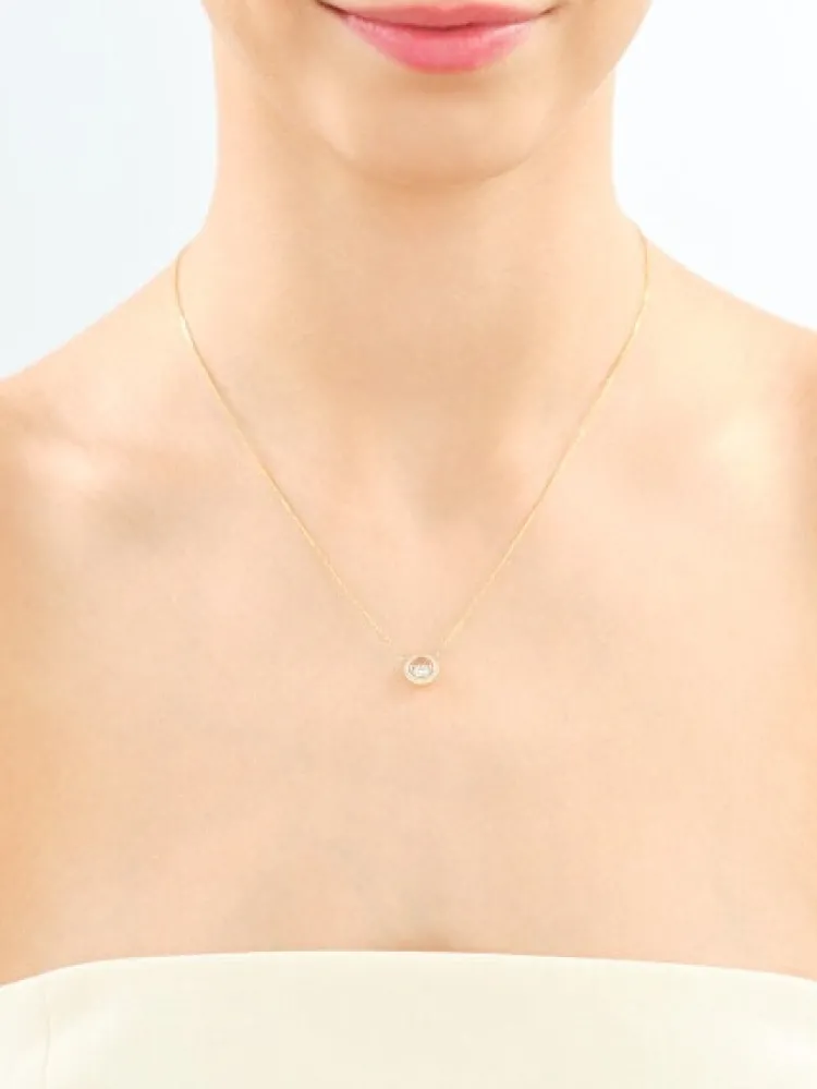Clearance Apart Naszyjnik z żółtego złota z diamentami - koło - 0,15 ct - próba 585