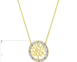 Discount Apart Naszyjnik z żółtego złota z diamentami - drzewko - 0,02 ct - próba 375