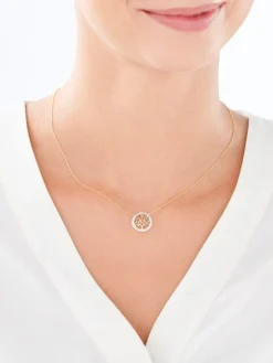 Discount Apart Naszyjnik z żółtego złota z diamentami - drzewko - 0,02 ct - próba 375