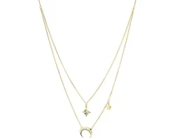 Apart Naszyjnik z żółtego złota z diamentami - gwiazdy, Księżyc - 0,04 ct - próba 375