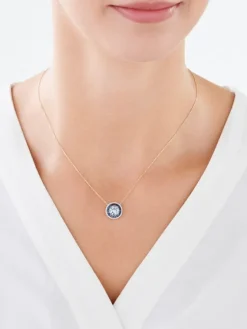 Apart Naszyjnik z żółtego złota z diamentami, szafirami i topazem Sky Blue - próba 585< Naszyjniki