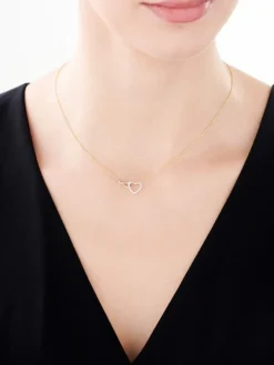 Apart Naszyjnik z żółtego złota z diamentami - serce, nieskończoność - 0,02 ct - próba 585< Naszyjniki