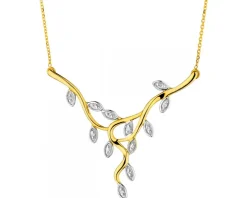 Hot Apart Naszyjnik z żółtego złota z diamentami - liście - 0,04 ct - próba 585