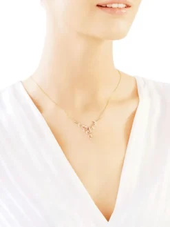 Hot Apart Naszyjnik z żółtego złota z diamentami - liście - 0,04 ct - próba 585