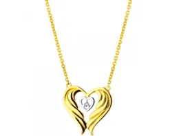 Sale Apart Naszyjnik z żółtego złota z diamentem - skrzydła, serce - 0,005 ct - próba 375