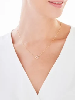 Hot Apart Naszyjnik z żółtego złota z diamentem - serca - 0,003 ct - próba 375