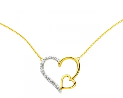 Hot Apart Naszyjnik z żółtego złota z diamentami - serca - 0,01 ct - próba 375