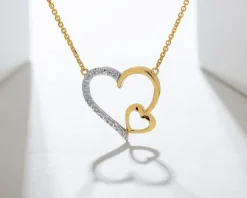 Hot Apart Naszyjnik z żółtego złota z diamentami - serca - 0,01 ct - próba 375