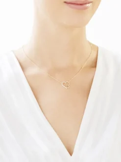 Hot Apart Naszyjnik z żółtego złota z diamentami - serca - 0,01 ct - próba 375