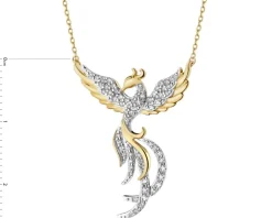 Online Apart Naszyjnik z żółtego złota z diamentami - feniks - 0,25 ct - próba 585