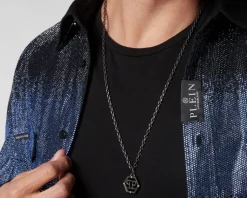 Philipp Plein Naszyjnik ze stali szlachetnej z emalią -< Naszyjniki
