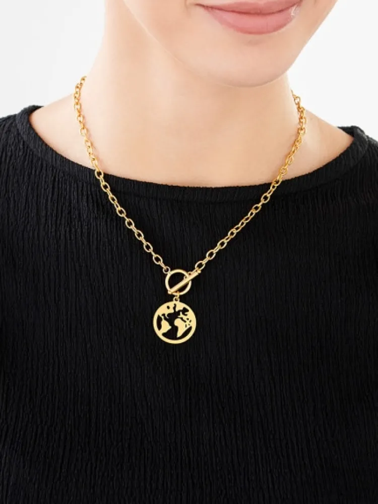 Elixa Naszyjnik ze stali szlachetnej - kula ziemska< Naszyjniki
