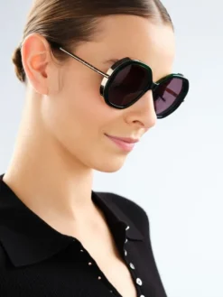 Sale Elixa Okulary przeciwsłoneczne damskie, okrągłe, zielone