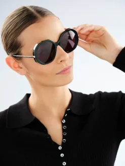 Sale Elixa Okulary przeciwsłoneczne damskie, okrągłe, zielone