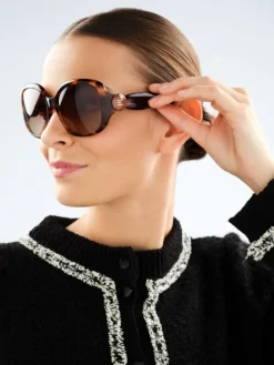 Elixa Okulary przeciwsłoneczne damskie, okrągłe, brązowe< Okulary Przeciwsłoneczne