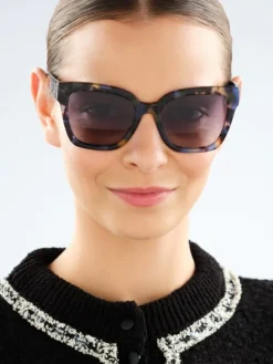 Hot Elixa Okulary przeciwsłoneczne damskie, prostokątne, brązowe, niebieskie