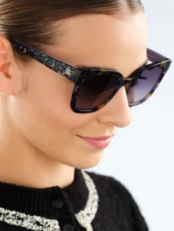 Hot Elixa Okulary przeciwsłoneczne damskie, prostokątne, brązowe, niebieskie