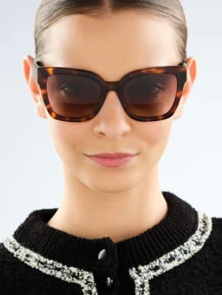 Hot Elixa Okulary przeciwsłoneczne damskie, prostokątne, brązowe