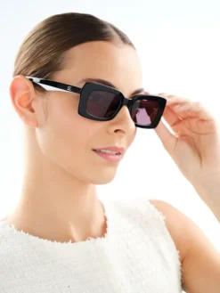 Outlet Elixa Okulary przeciwsłoneczne damskie, prostokątne, czarne