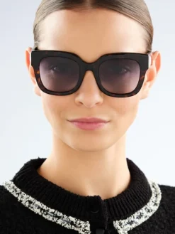 Discount Elixa Okulary przeciwsłoneczne damskie, prostokątne, brązowe