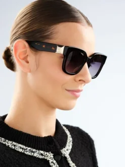 Discount Elixa Okulary przeciwsłoneczne damskie, prostokątne, brązowe