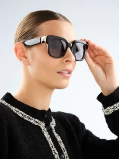 Discount Elixa Okulary przeciwsłoneczne damskie, prostokątne, brązowe