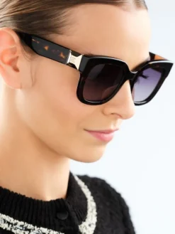 Discount Elixa Okulary przeciwsłoneczne damskie, prostokątne, brązowe