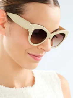Elixa Okulary przeciwsłoneczne damskie, kocie oczy, beżowe< Okulary Przeciwsłoneczne