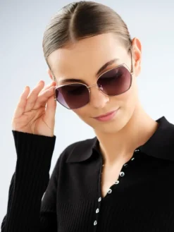 Online Elixa Okulary przeciwsłoneczne damskie, geometryczne, złote