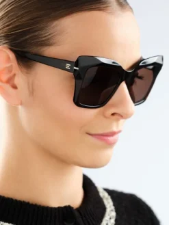 Discount Elixa Okulary przeciwsłoneczne damskie, prostokątne, brązowe