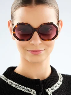 Outlet Elixa Okulary przeciwsłoneczne damskie, okrągłe, brązowe
