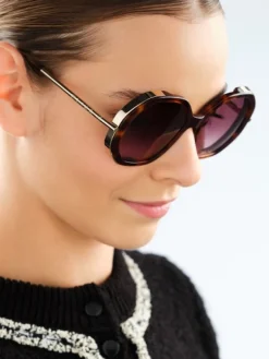 Outlet Elixa Okulary przeciwsłoneczne damskie, okrągłe, brązowe