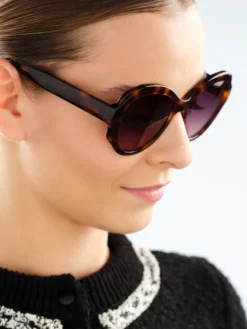 Elixa Okulary przeciwsłoneczne damskie, okrągłe, brązowe< Okulary Przeciwsłoneczne