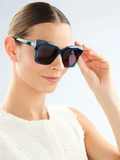 Outlet Elixa Okulary przeciwsłoneczne damskie, prostokątne, niebieskie