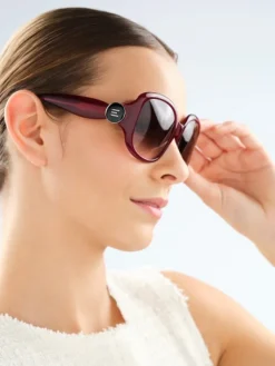 Elixa Okulary przeciwsłoneczne damskie, okrągłe, bordowe< Okulary Przeciwsłoneczne