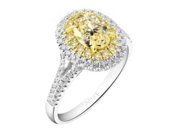 Hot Apart Pierścionek z białego i żółtego złota z diamentami - VS2/Fancy Light Yellow - 1,57 ct - próba 750