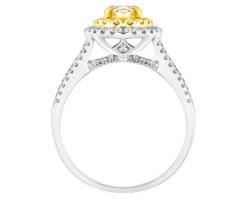 Hot Apart Pierścionek z białego i żółtego złota z diamentami - VS2/Fancy Light Yellow - 1,57 ct - próba 750