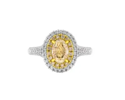 Hot Apart Pierścionek z białego i żółtego złota z diamentami - VS2/Fancy Light Yellow - 1,57 ct - próba 750
