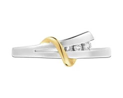 Apart Pierścionek z białego i żółtego złota z brylantami - 0,05 ct - próba 585< Pierścionki