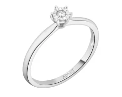 New Apart Pierścionek z białego złota z brylantem - 0,03 ct - próba 375