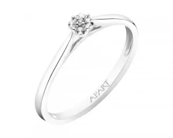 New Apart Pierścionek z białego złota z diamentem - 0,003 ct - próba 375
