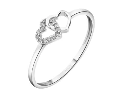 Apart Pierścionek z białego złota z diamentami – serca - 0,02 ct - próba 375< Wszystkie