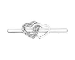 Apart Pierścionek z białego złota z diamentami – serca - 0,02 ct - próba 375< Wszystkie