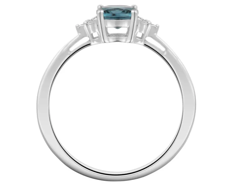 Online Apart Pierścionek z białego złota z diamentami i topazem London Blue - próba 585