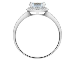 New Apart Pierścionek z białego złota z diamentami i topazem Sky Blue - próba 585