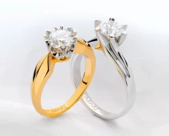 Apart Pierścionek z białego złota z brylantem - 0,09 ct - próba 585< Pierścionki