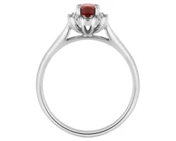 Clearance Apart Pierścionek z białego złota z diamentami i granatem - próba 585
